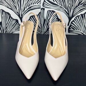 Jessica Simpson White Slingback Heels